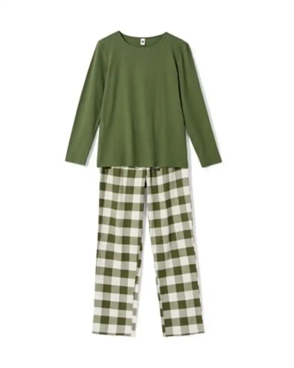 Bild 2 von Damenpyjama aus Baumwolle, Flanell, kariert grün
