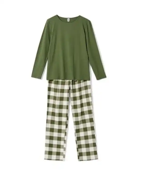 Bild 2 von Damenpyjama aus Baumwolle, Flanell, kariert grün