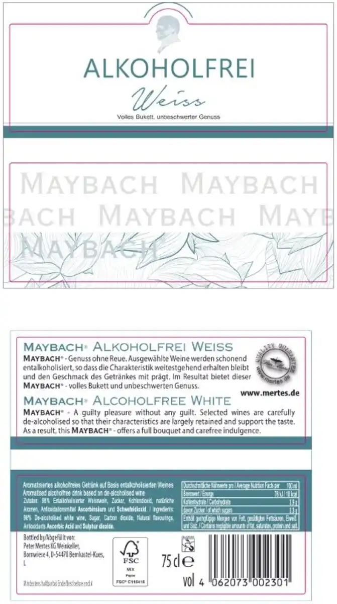 Bild 3 von Maybach alkoholfreier Weißwein
