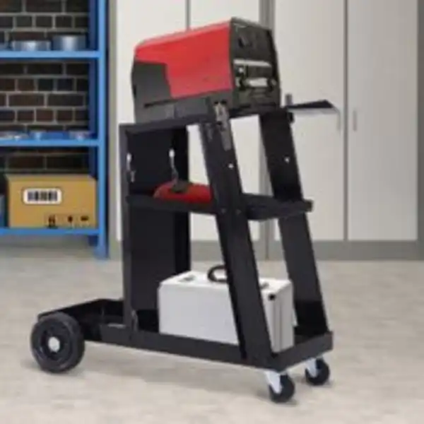 Bild 2 von Tech-Craft Schweißwagen, Gasflaschenwagen, mit Sicherheitskette, 3 Regale, schwarz