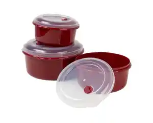 Mikrowellendose-Set Ø15, rot, 20 cm, 3-teilig