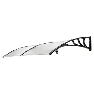 GreenYard XXL Design-Vordach, mit ABS-Kunststoffrahmen und Polycarbonat ca. 200 x 100 x 28 cm - Transparent