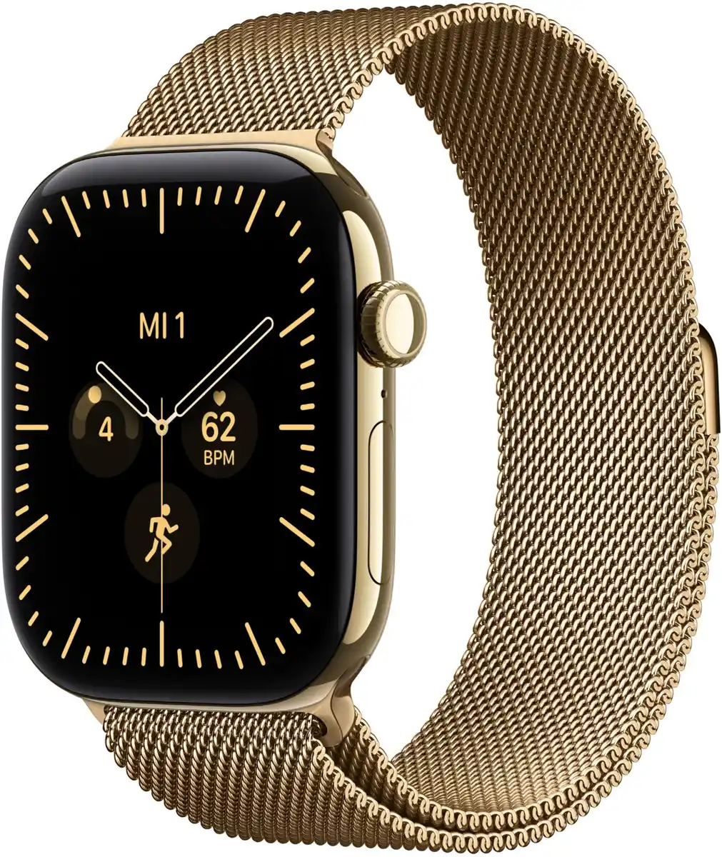 Bild 1 von Apple Watch Series 12 (46mm) GPS+5G Smartwatch Titan mit Milanaise Armband M/L brilliantgold/brilliantgold