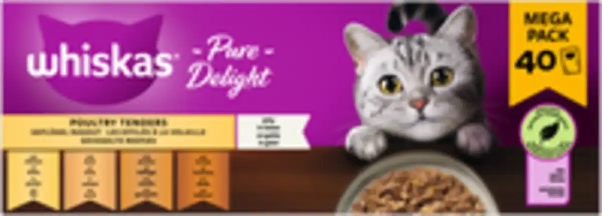 Bild 2 von Whiskas PURE DELIGHT Portionsbeutel Multipack Mega Pack Geflügel Ragout in Gelee 40 x 85g