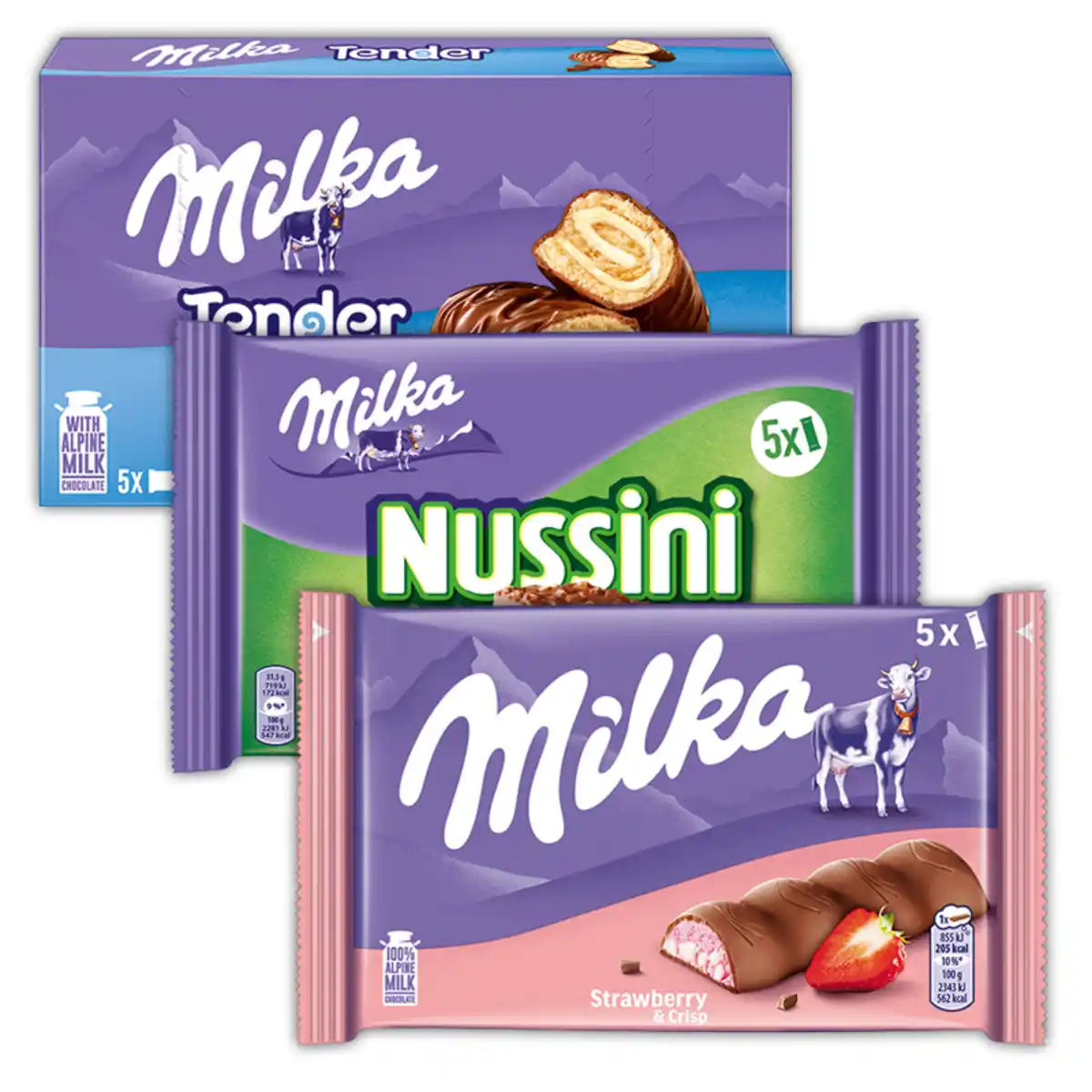Bild 1 von Milka Tender / Nussini-/ Strawberry-Riegel