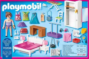 Playmobil® Konstruktions-Spielset Schlafzimmer mit Nähecke (70208), Dollhouse, (67 St), Made in Germany