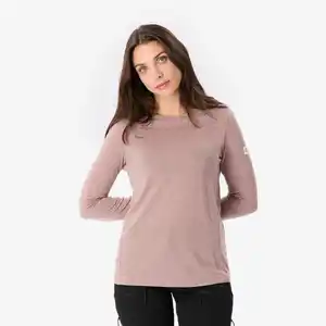 FORCLAZ Funktionsshirt Damen langarm 40 % recycelte Merinowolle Trekking - Fresh