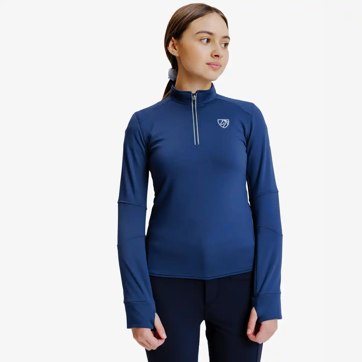 Bild 1 von FOUGANZA Reit-Poloshirt 500 langarm warm Kinder blau
