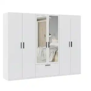 Drehtürenschrank Milos 6T1S2S Weiß, Weiß