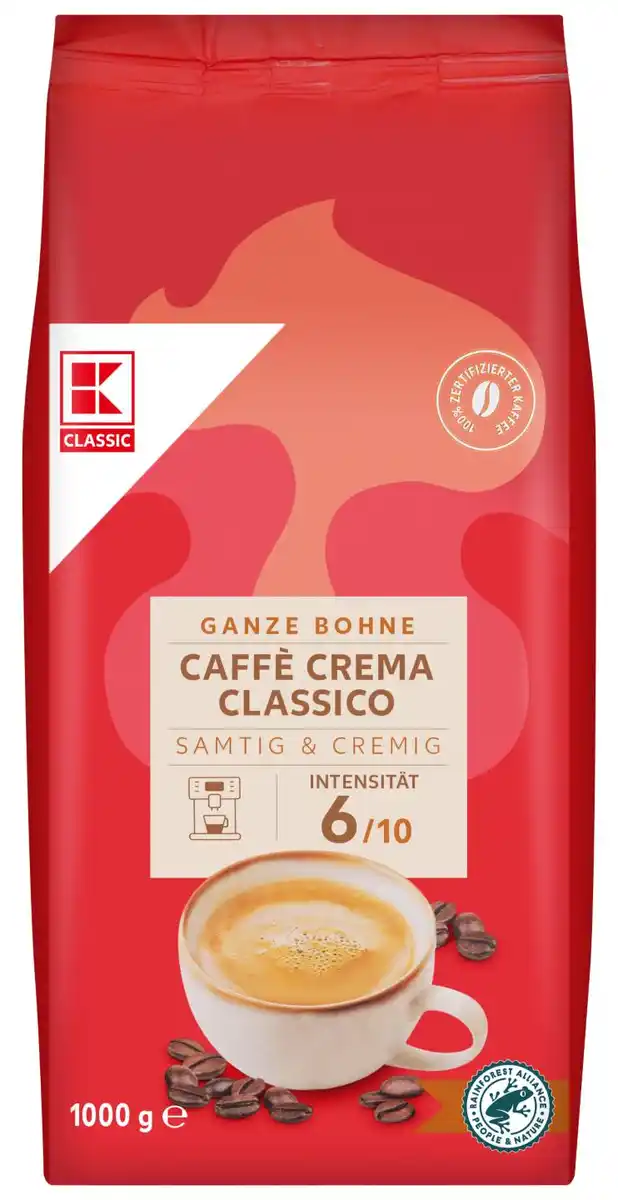 Bild 1 von K-CLASSIC Caffè Crema Classico, 1-kg-Packg.