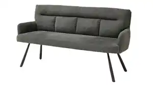 Sitzbank mit Rückenlehne grau 180 cm Federkern-Polsterung - SOFIA
