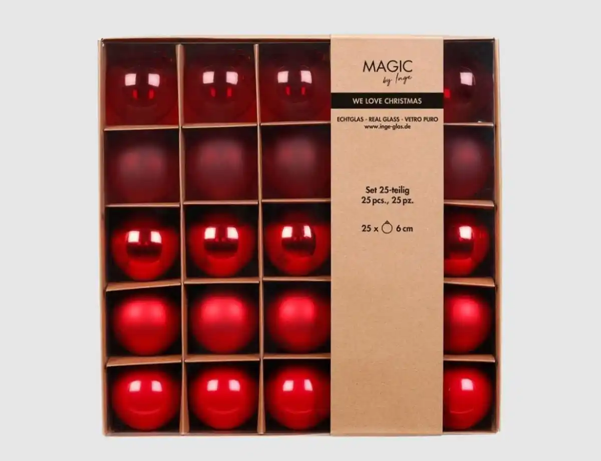Bild 1 von Kugelset Flow Merry Red Glas Ø6cm