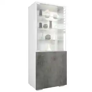 Vladon Vitrine, Dunkelgrau, Holzwerkstoff, 50x122.5x34.5 cm, Wohnzimmer, Wohnwände, Vitrinenschränke