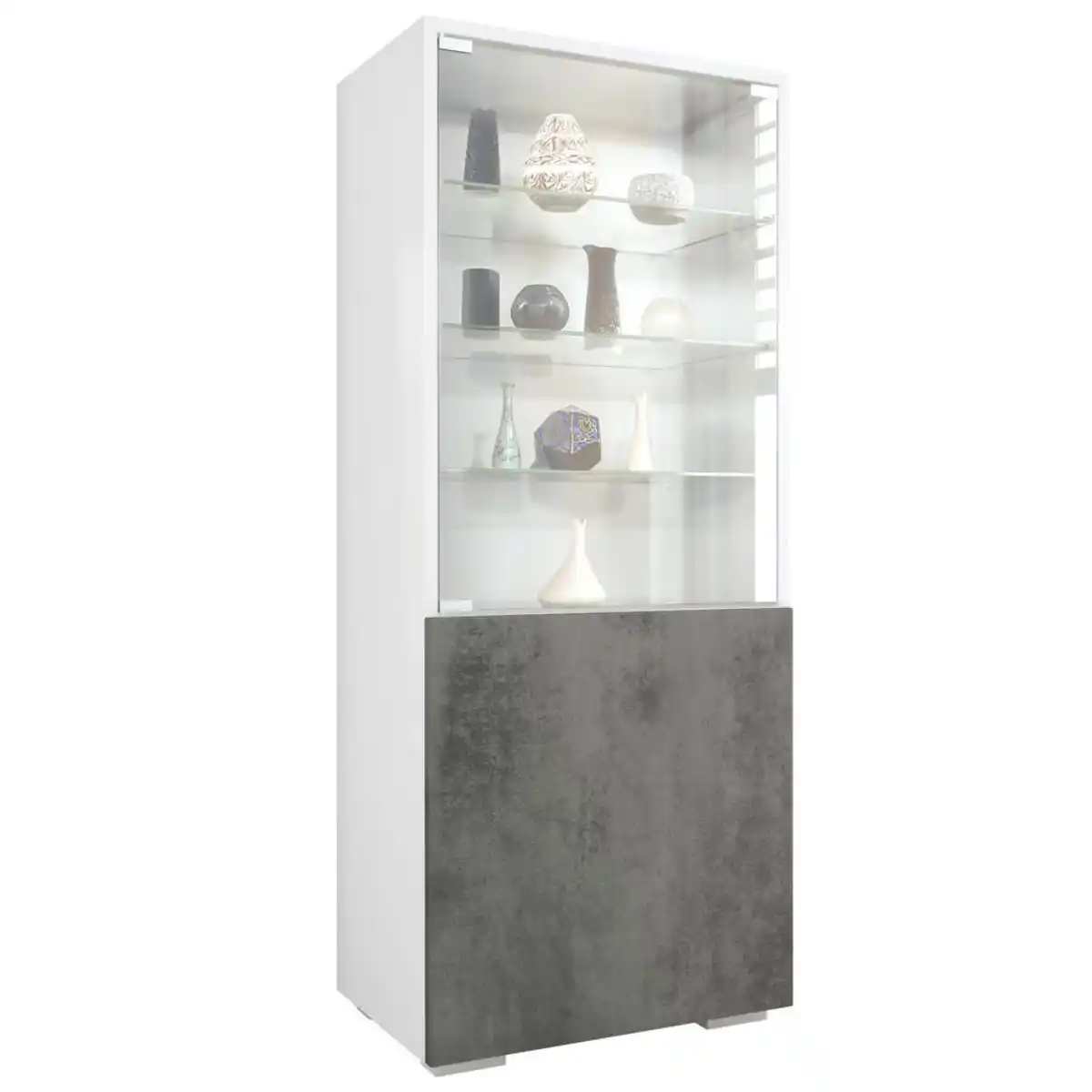 Bild 1 von Vladon Vitrine, Dunkelgrau, Holzwerkstoff, 50x122.5x34.5 cm, Wohnzimmer, Wohnwände, Vitrinenschränke