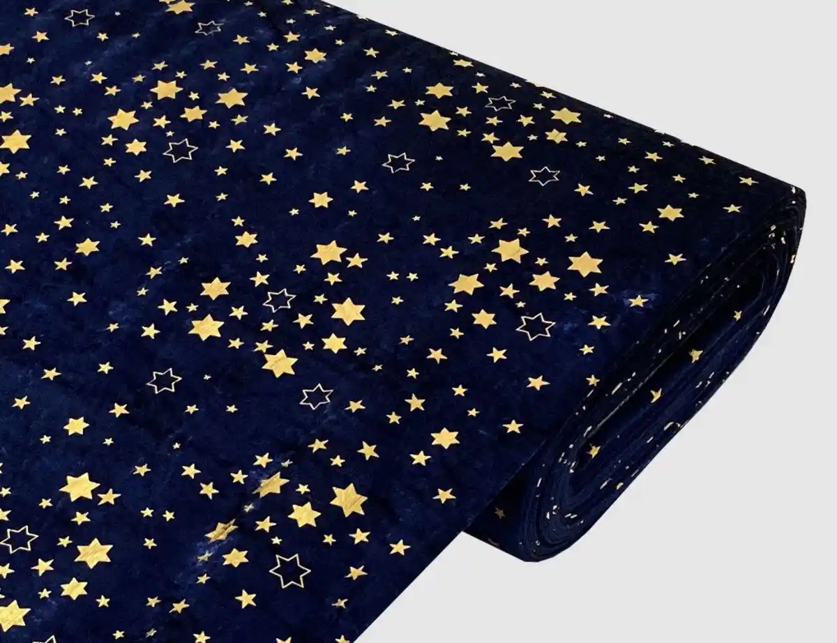 Bild 1 von Pannesamt Sterne Blau, Gold