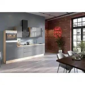 Optifit Küchenblock, Anthrazit, Eiche, Holzwerkstoff, 3 Schublade(n),1 Schublade(n) Schubladen, nur wie online abgebildet bestellbar, 270 cm, Made in Germany, DIN EN ISO 14001, DIN EN ISO 50001, DIN