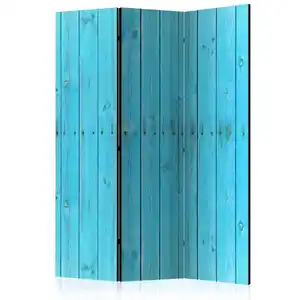 artgeist Paravent, Hellblau, Holz, Textil, Kiefer, massiv, Holzoptik, 135x172x3 cm, Motiv auf Vorderseite, Kleinmöbel