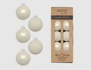 Weihnachtskugeln Creme Almond Glas Ø6cm