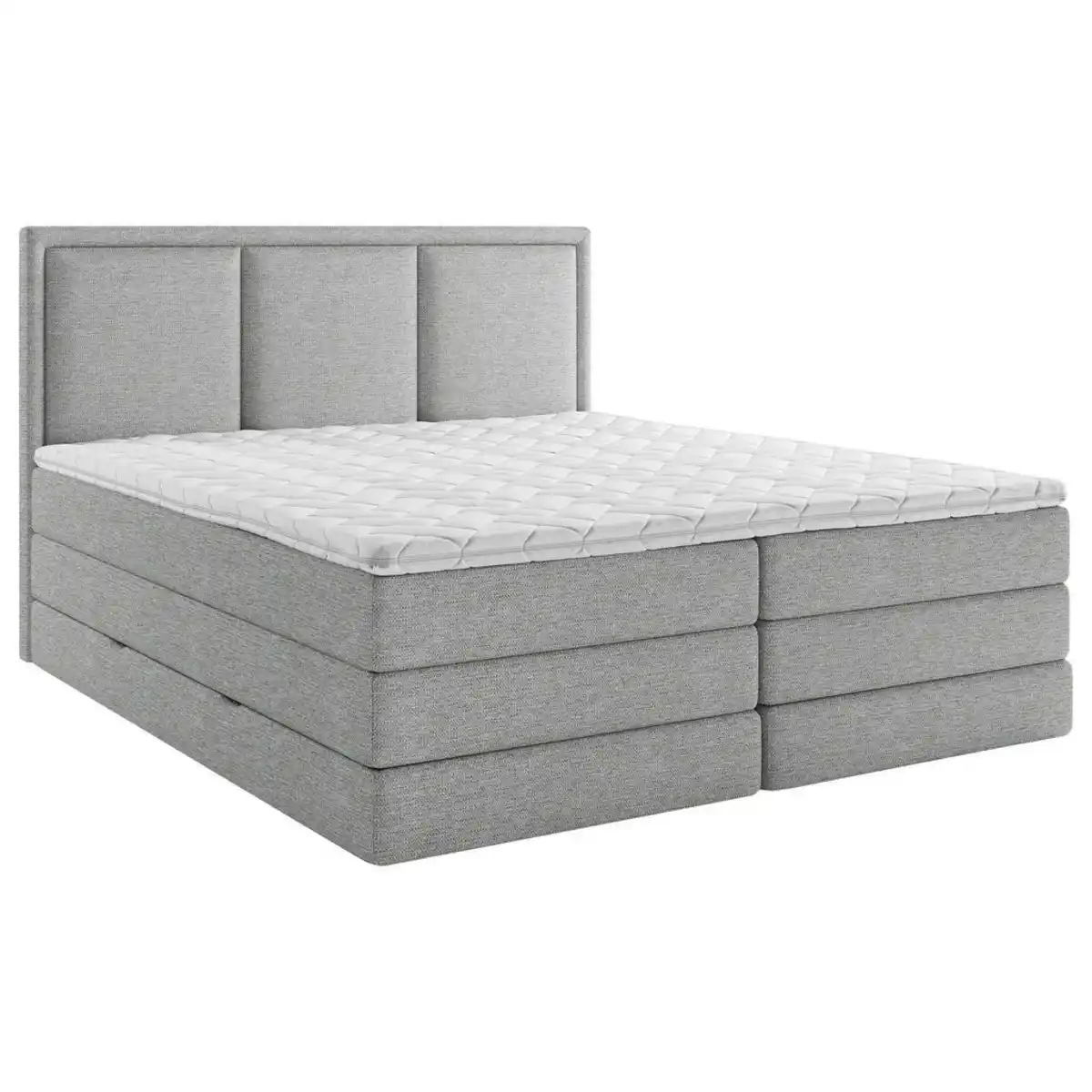 Bild 1 von Mid.you Boxspringbett, Grau, Kunststoff, H2 + H3, 7-Zonen, Höhe ca. 18 cm, 200x220 cm, Bettkasten, gepolstertes Kopfteil, Stoffauswahl, Topper durchgehend, Wendematratze mit unterschiedlichen Härte