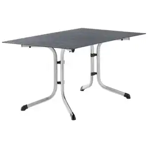 Sieger Gartenklapptisch, Graphit, Schiefer, Metall, Kunststoff, rechteckig, Flachrohr, C-Form, 90x73x140 cm, klappbar, wetterbeständig, Freizeit, Campingzubehör, Campingtische