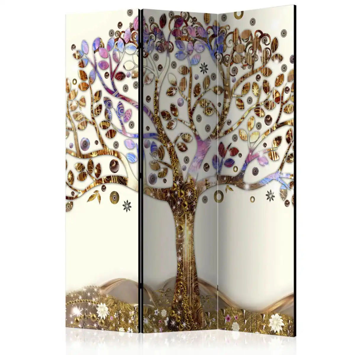 Bild 1 von artgeist Paravent, Braun, Lila, Holz, Kunststoff, Textil, Kiefer, massiv, Bäume, 135x172x3 cm, Motiv auf Vorder- und Rückseite, Akustikschaumstoff, Kleinmöbel
