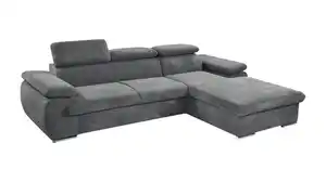 Ecksofa anthrazit Cord Schlaffunktion Bettkasten 284 x 196 cm - CINDY