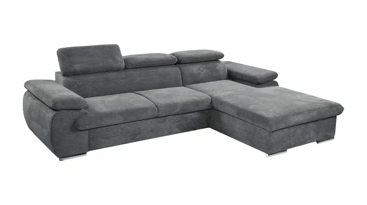Bild 1 von Ecksofa anthrazit Cord Schlaffunktion Bettkasten 284 x 196 cm - CINDY