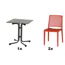 Bild 1 von Siena Garden Gartengarnitur, Rot, Anthrazit, Kunststoff, Metall, 3-teilig, 65x80x65 cm, Stühle stapelbar, wetterbeständig, gastro- und objekttauglich, Tisch klappbar, Gartenmöbel, Gartenmöbel-Set