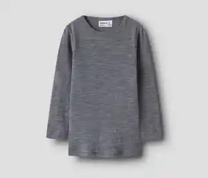 NAME IT Kinder-Merino-Langarmshirt, blau