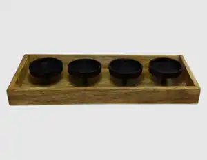 Adventskranztablett Holz, Aluminium Schwarz