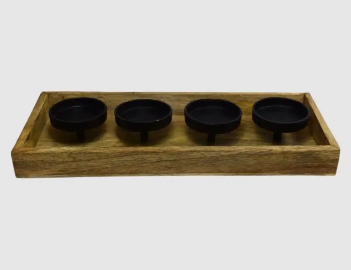 Bild 1 von Adventskranztablett Holz, Aluminium Schwarz