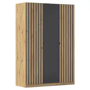 Rauch Möbel Drehtürenschrank, Grau, Eiche Artisan, Holzwerkstoff, 2 Fächer, 136x197x54 cm, in verschiedenen Größen erhältlich, Schlafzimmer, Kleiderschränke, Drehtürenschränke