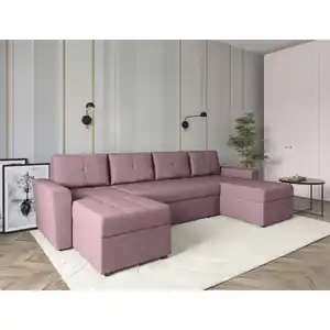 Mid.you Wohnlandschaft Termoli, Rosa, Kunststoff, 4-Sitzer, Füllung: Schaumstoff, U-Form, 296x155 cm, Made in EU, Liegefunktion, Rücken echt, Wohnzimmer, Sofas & Couches, Wohnlandschaften, Wohnland