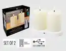 Bild 1 von LED-Stumpenkerzen Creme 2er-Set