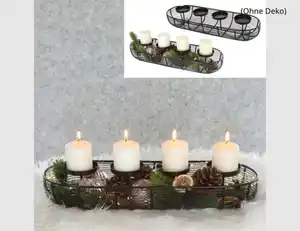 Adventskranz Metall Schwarz oval