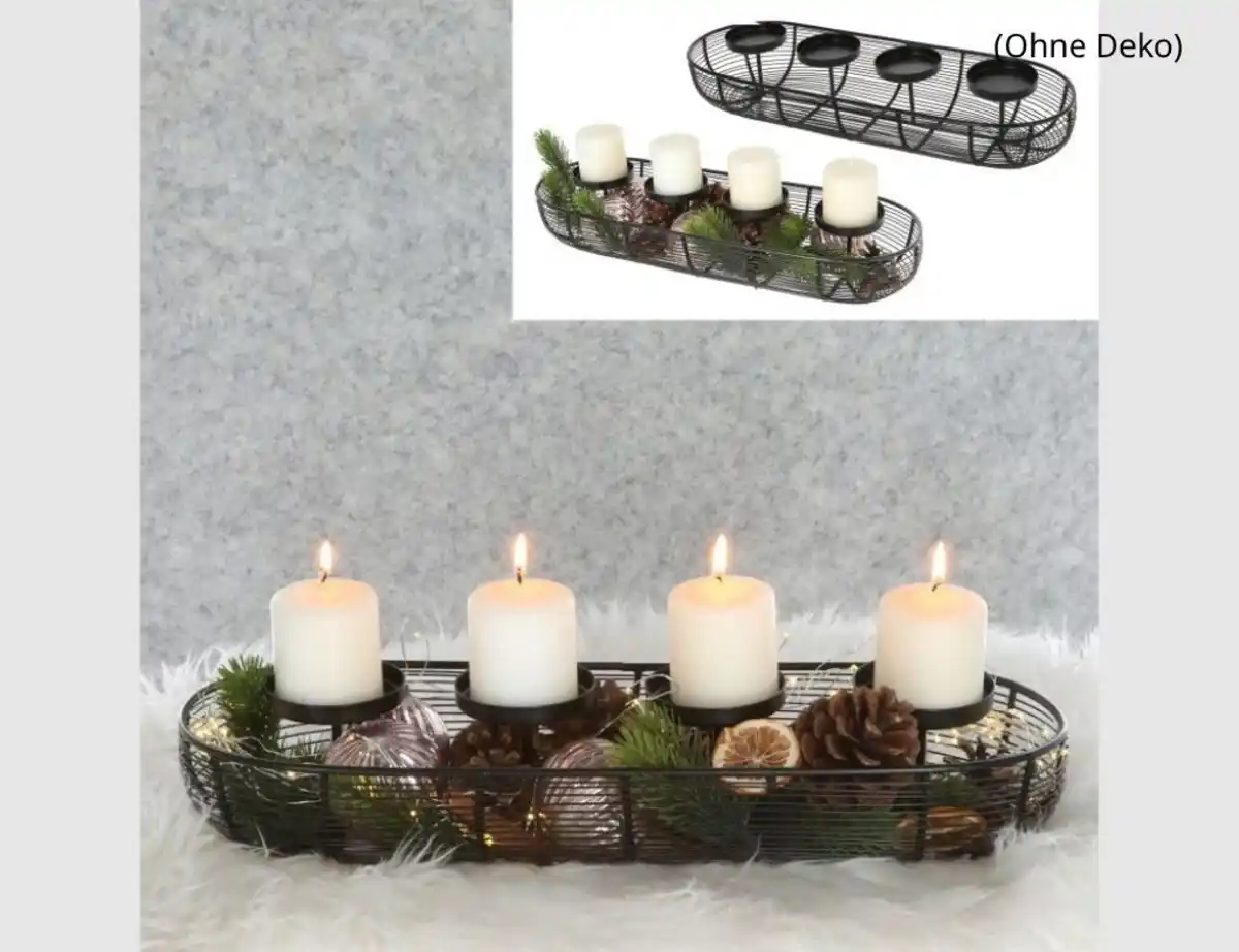 Bild 1 von Adventskranz Metall Schwarz oval