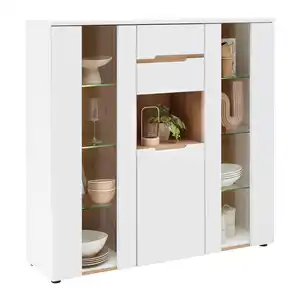 Highboard Dallas Weiß/Eiche Artisan, Weiß, Eiche Artisan