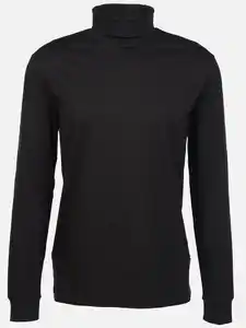 Herren Jersey Rollkragenshirt Schwarz