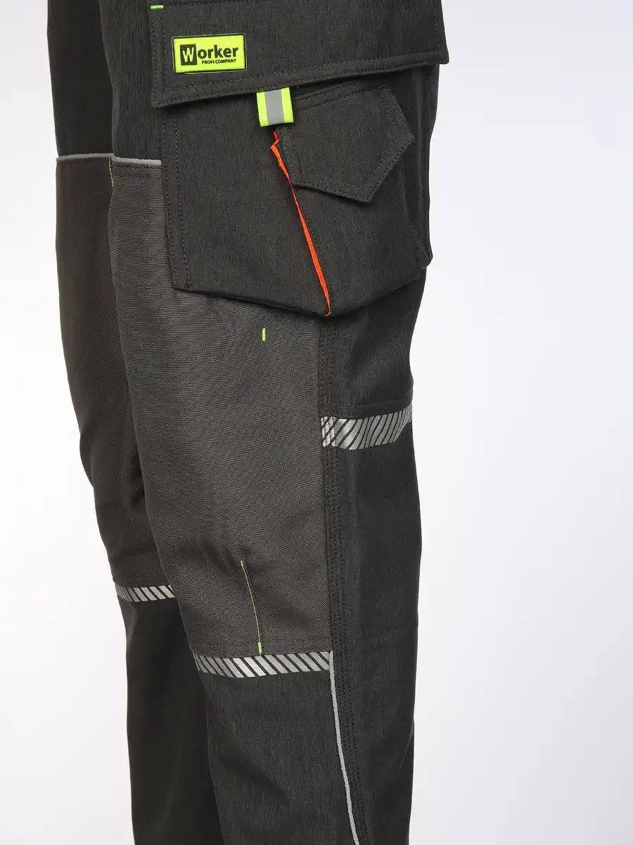 Bild 4 von Herren Softshell Arbeitshose mit Neondetails Grau