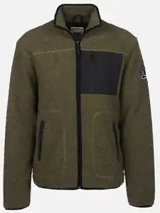 Herren Teddy Jacke mit Brusttasche Oliv