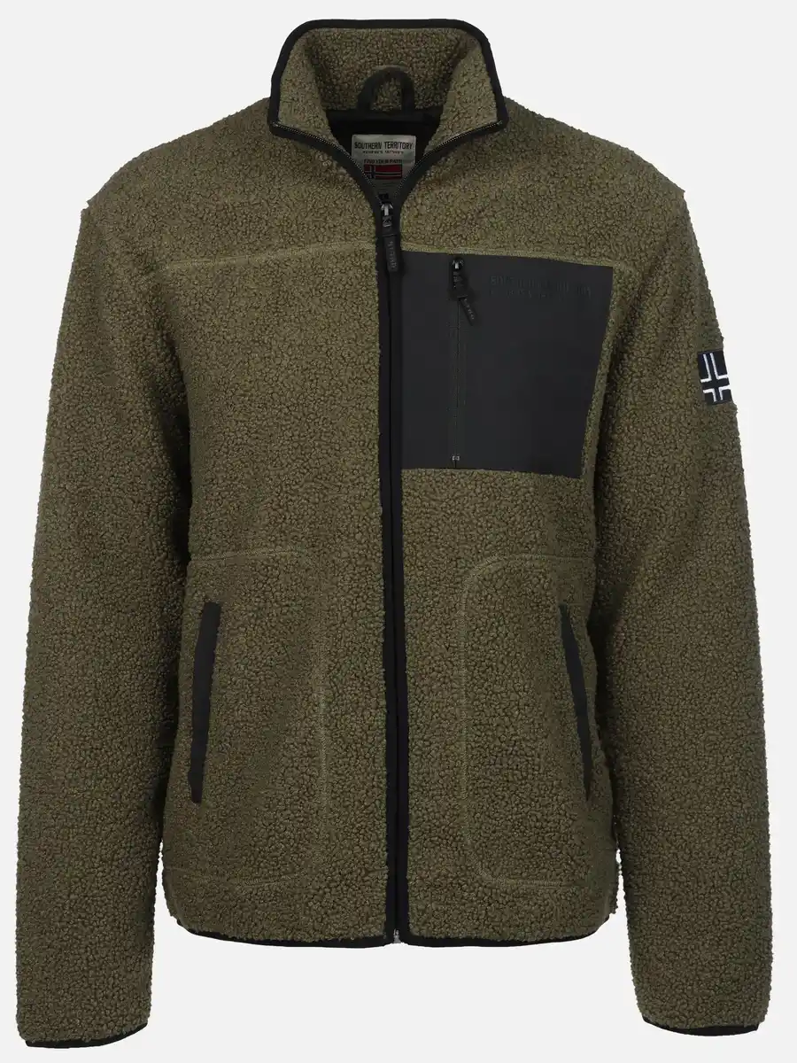 Bild 1 von Herren Teddy Jacke mit Brusttasche Oliv