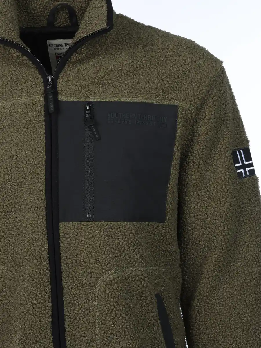 Bild 4 von Herren Teddy Jacke mit Brusttasche Oliv