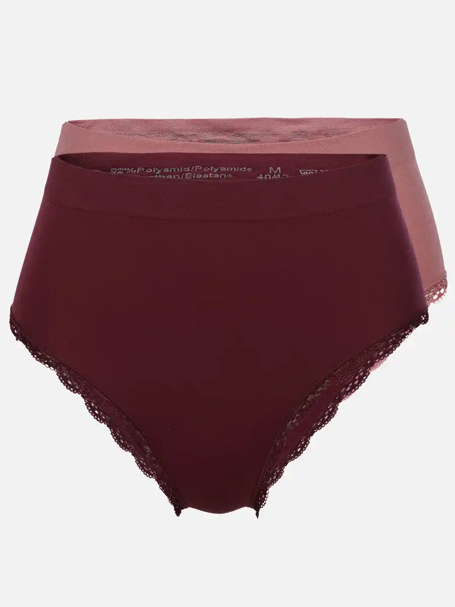 Bild 1 von Damen Taillenslip Seamless mit Spitze im 2er Pack Rot