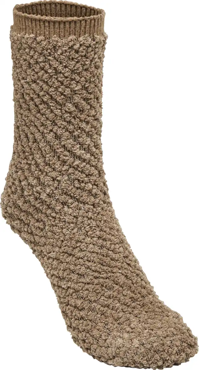 Bild 1 von IDEENWELT Bouclé-Kuschelsocken mit Glitzer braun Gr. 39/42