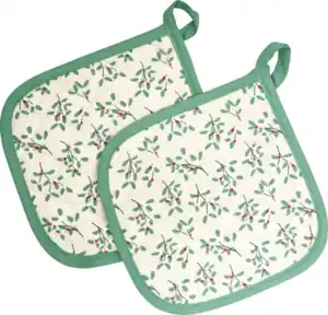 IDEENWELT Topflappen 2er-Set Allover Design beige/grün