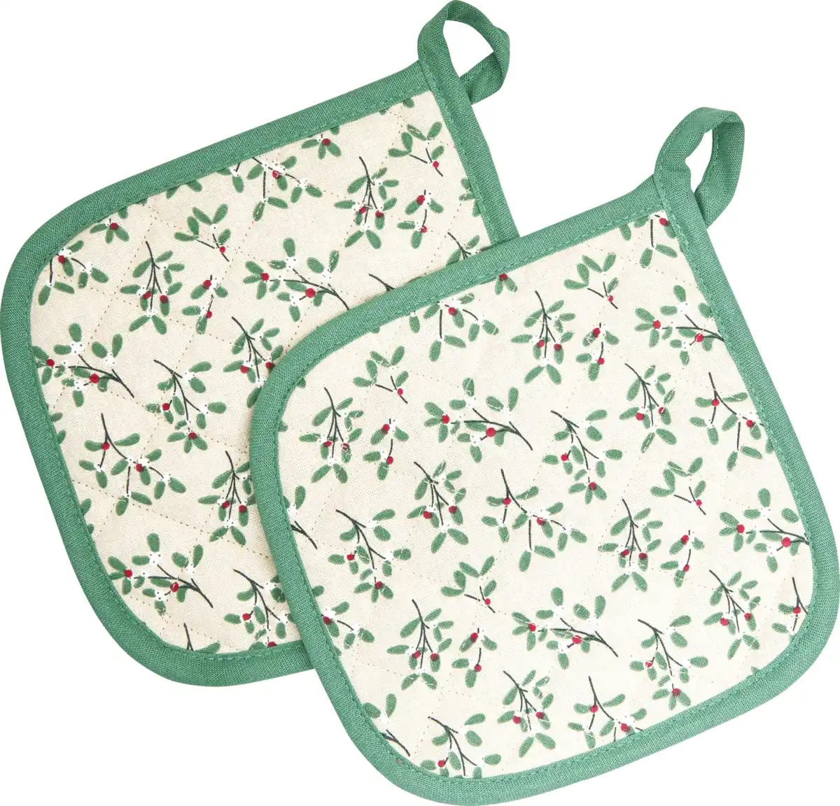 Bild 1 von IDEENWELT Topflappen 2er-Set Allover Design beige/grün