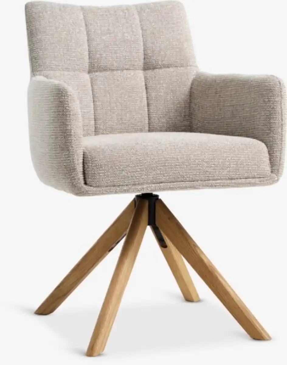 Bild 1 von Esszimmerstuhl VEMMETOFTE drehbar beige Stoff/n.Eiche