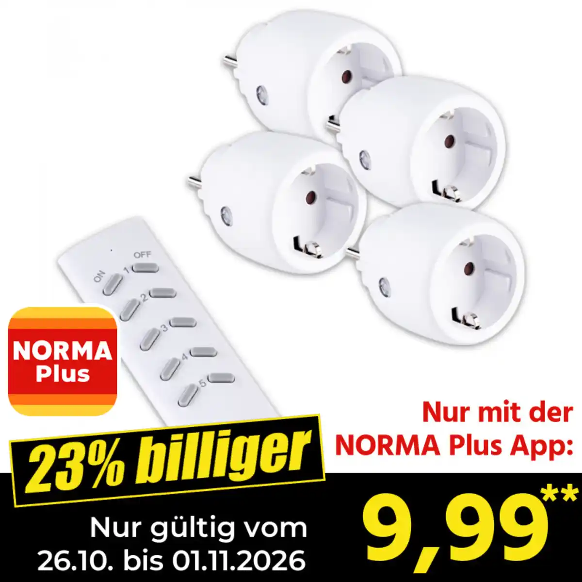 Bild 1 von Powertec Electric Funk-Steckdosen-Adapter 4er-Set Indoor