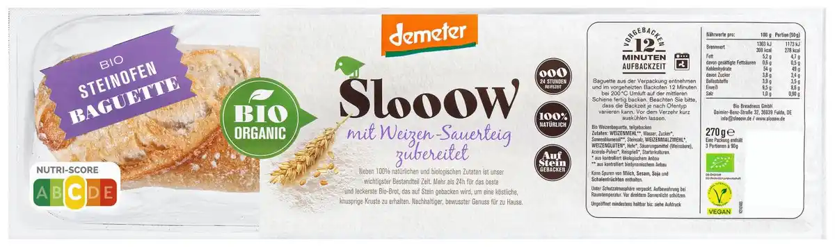 Bild 1 von SLOOOW Demeter Steinofen-Baguette, 270-g-Packg.