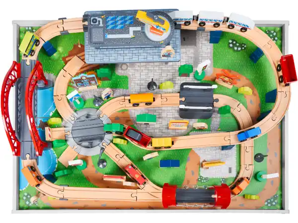 Bild 3 von LUPILU® Holzeisenbahn-Spieltisch, 100-teilig